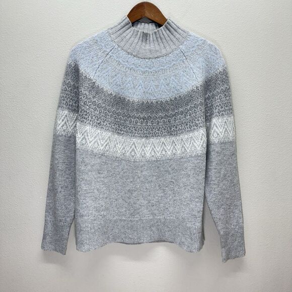 Vineyard Vines Cashmere Blend Sweater Size S Fair Isle Wool Blend Gray Cabin - Picture 1 of 10